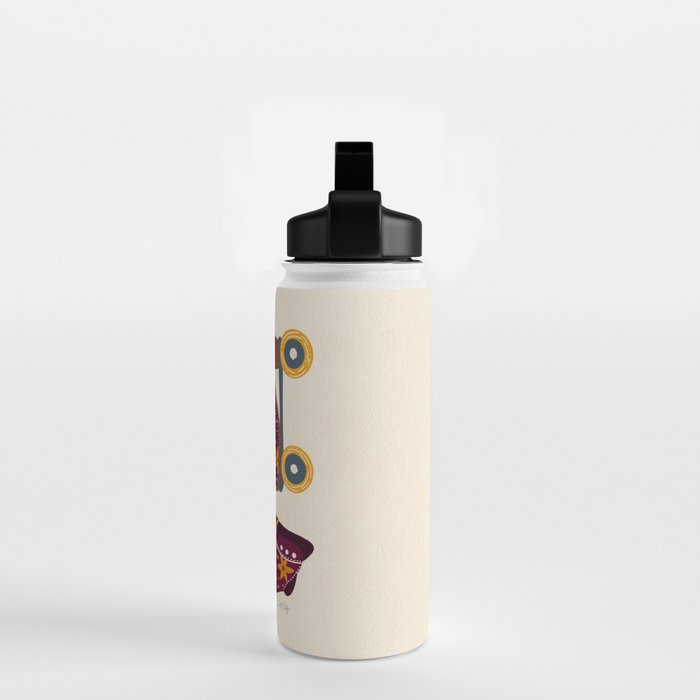 Retro Roller Skates - Fuchsia & Orange Water Bottle Gallery Image 2