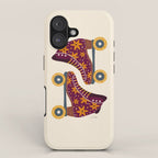 Retro Roller Skates - Fuchsia & Orange iPhone Case Gallery Image 1