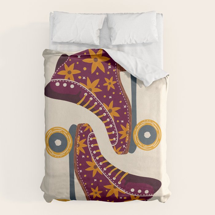 Retro Roller Skates - Fuchsia & Orange Duvet Cover Gallery Image 6