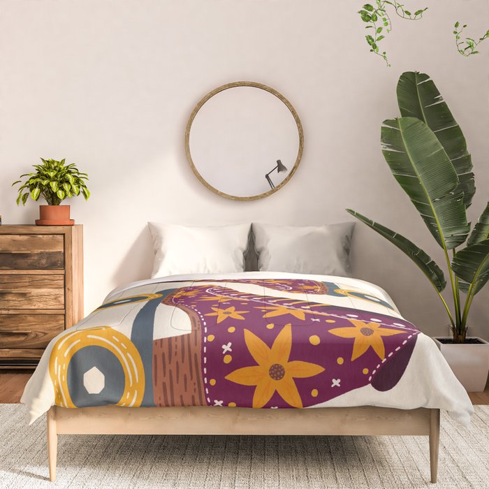 Retro Roller Skates - Fuchsia & Orange Comforter Gallery Image 3