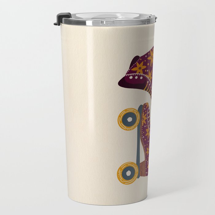 Retro Roller Skates - Fuchsia & Orange Travel Mug Gallery Image 3