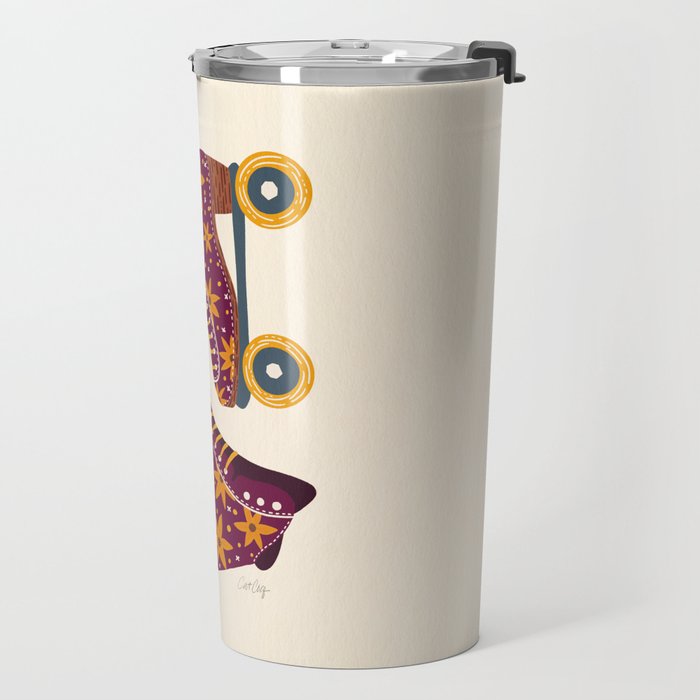 Retro Roller Skates - Fuchsia & Orange Travel Mug Gallery Image 2