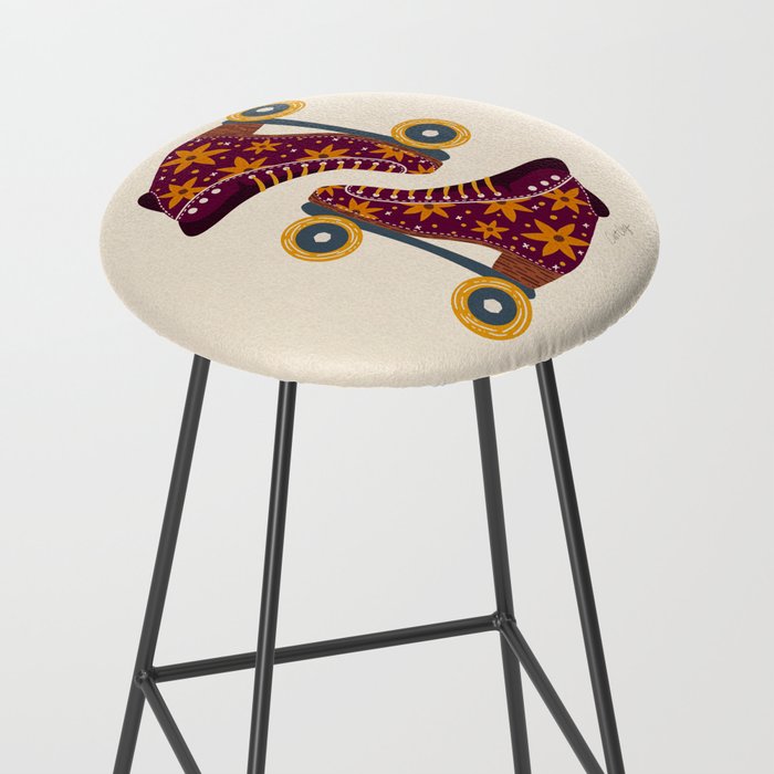 Retro Roller Skates - Fuchsia & Orange Stool Gallery Image 2