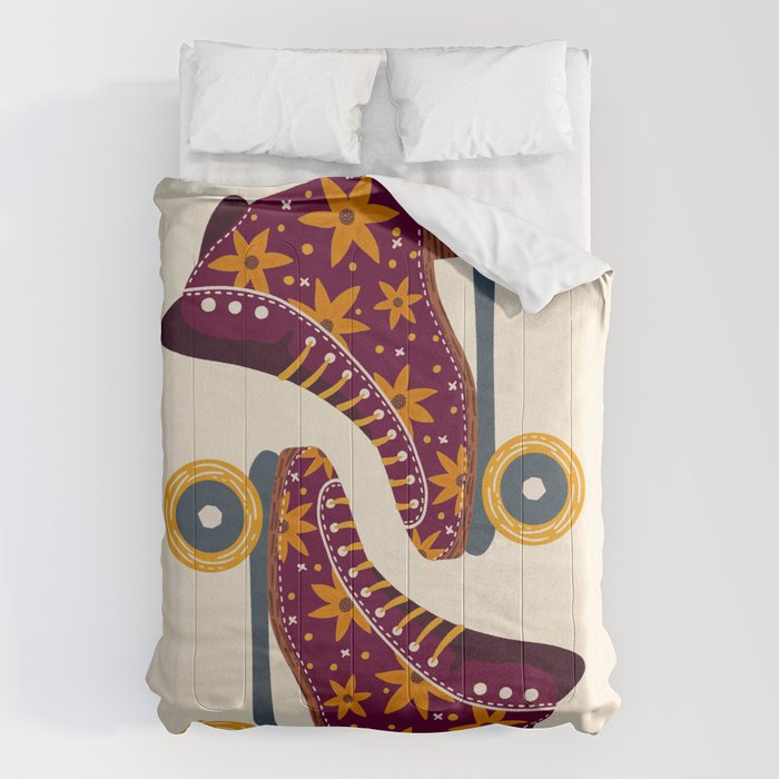Retro Roller Skates - Fuchsia & Orange Comforter Gallery Image 1