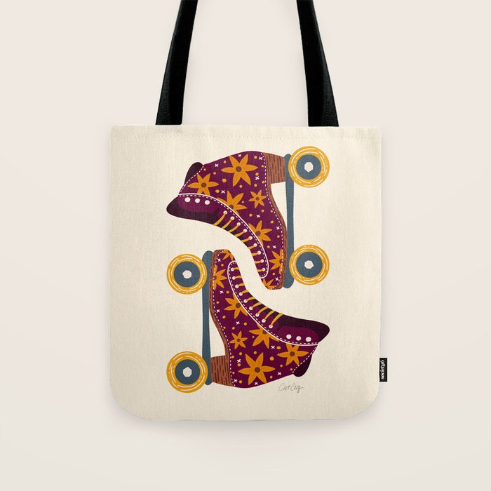 Retro Roller Skates - Fuchsia & Orange Tote Bag Gallery Image 1