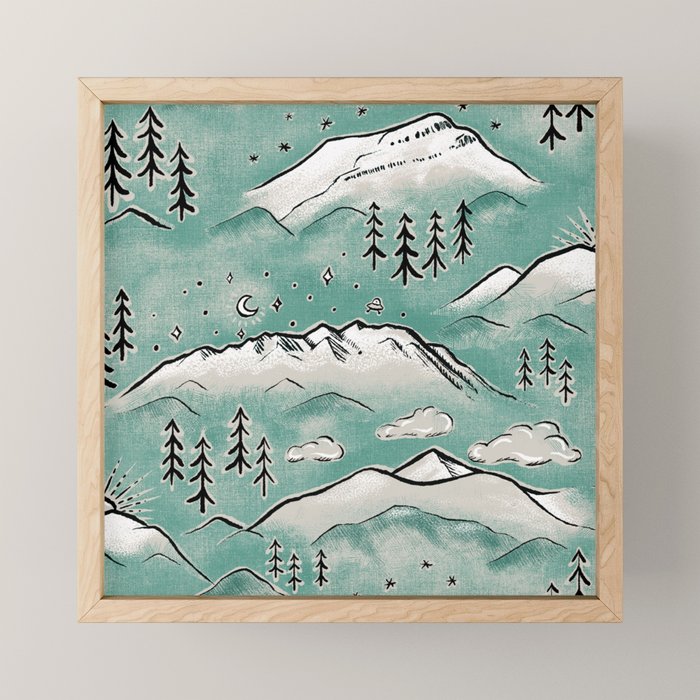 Monte Vista - Turquoise and silver Mini Art Print Gallery Image 1