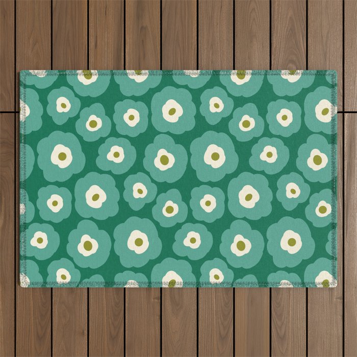 Green Flower Outdoor Rug Gallery Image 1