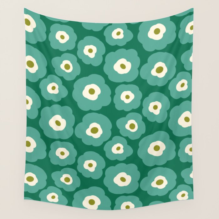 Green Flower Wall Tapestry Gallery Image 4