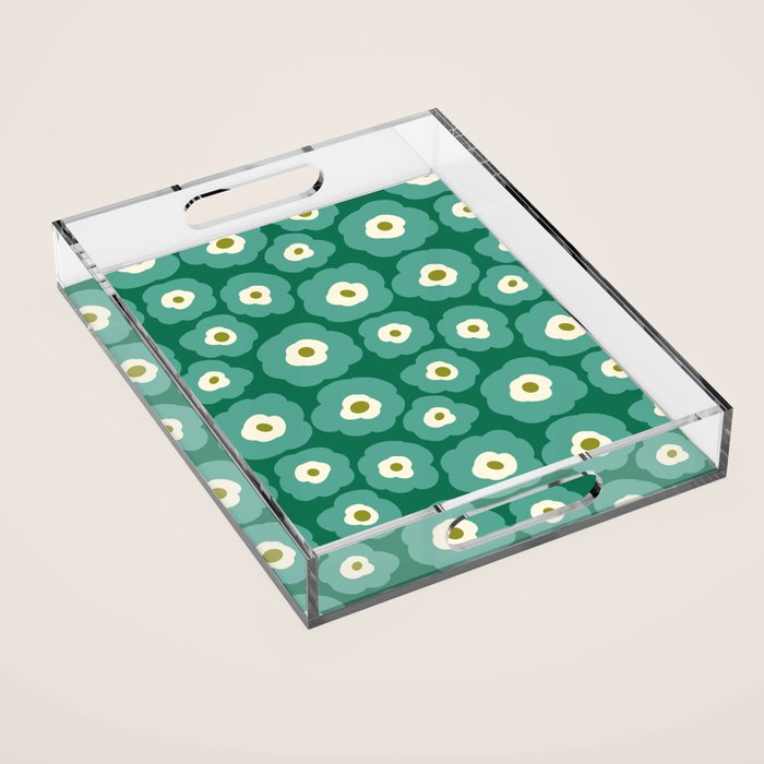 Green Flower Acrylic Tray Gallery Image 1