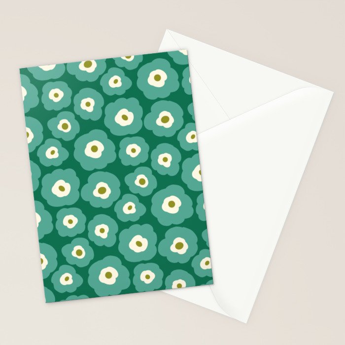 Green Flower Stationery Card Gallery Image 2