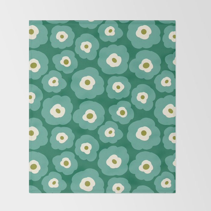 Green Flower Throw Blanket Gallery Image 2
