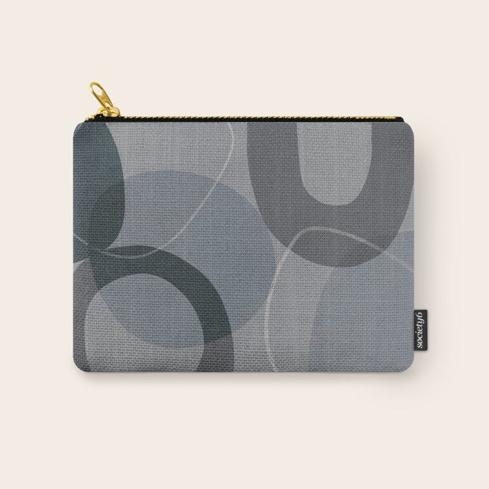 Mid Century Shapes And Outline Grey Teal Carry All Pouch Gallery Image 1