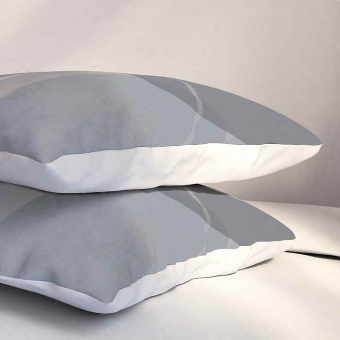 Mid Century Shapes And Outline Grey Teal Pillow Sham Gallery Image 3