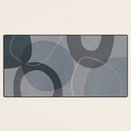 Mid Century Shapes And Outline Grey Teal Desk Mat Gallery Image 3