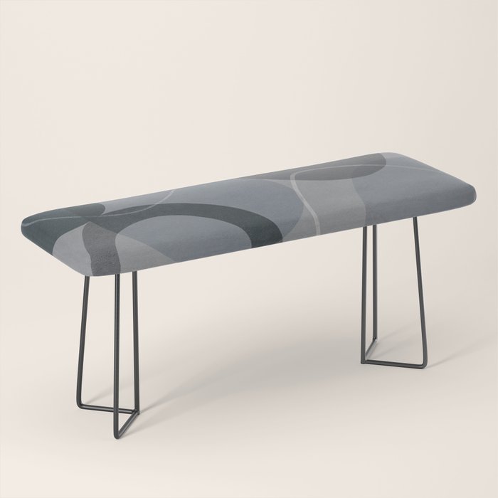 Mid Century Shapes And Outline Grey Teal Bench Gallery Image 1