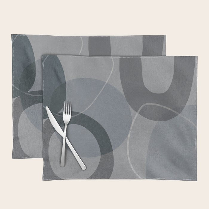 Mid Century Shapes And Outline Grey Teal Placemat Gallery Image 1