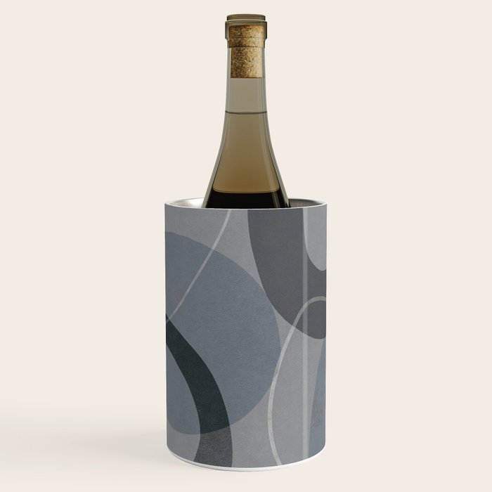 Mid Century Shapes And Outline Grey Teal Wine Chiller Gallery Image 1