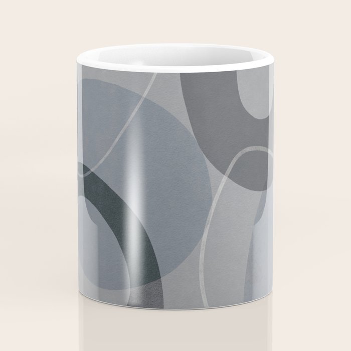 Mid Century Shapes And Outline Grey Teal Coffee Mug Gallery Image 4