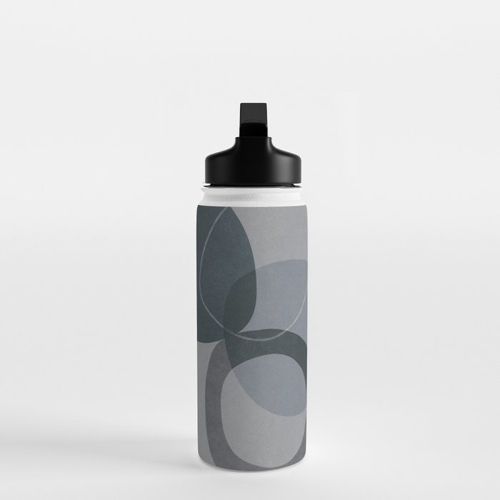Mid Century Shapes And Outline Grey Teal Water Bottle Gallery Image 3