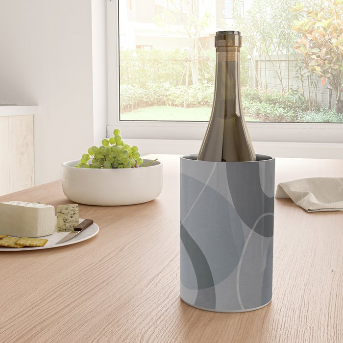 Mid Century Shapes And Outline Grey Teal Wine Chiller Gallery Image 4