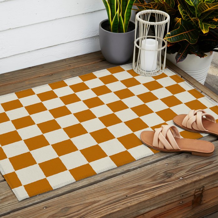 DESERT CHECKER GINGER Outdoor Rug Gallery Image 2