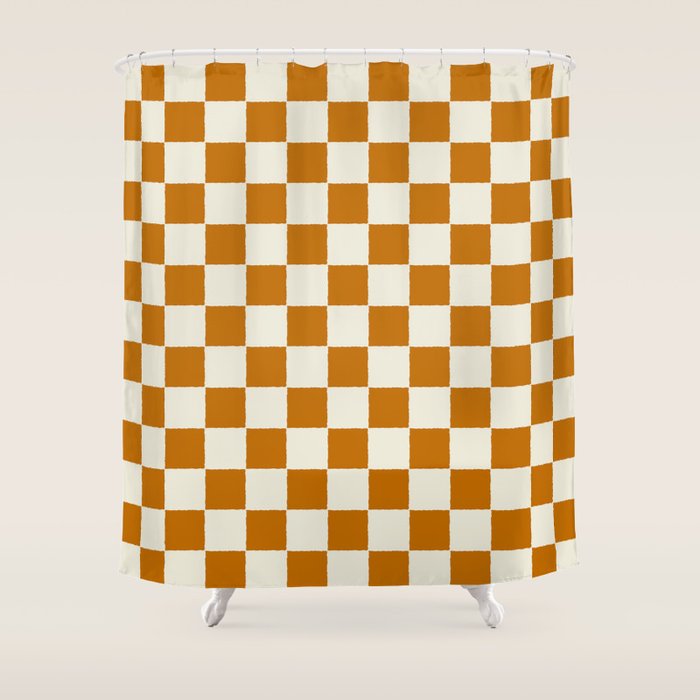 DESERT CHECKER GINGER Shower Curtain Gallery Image 1