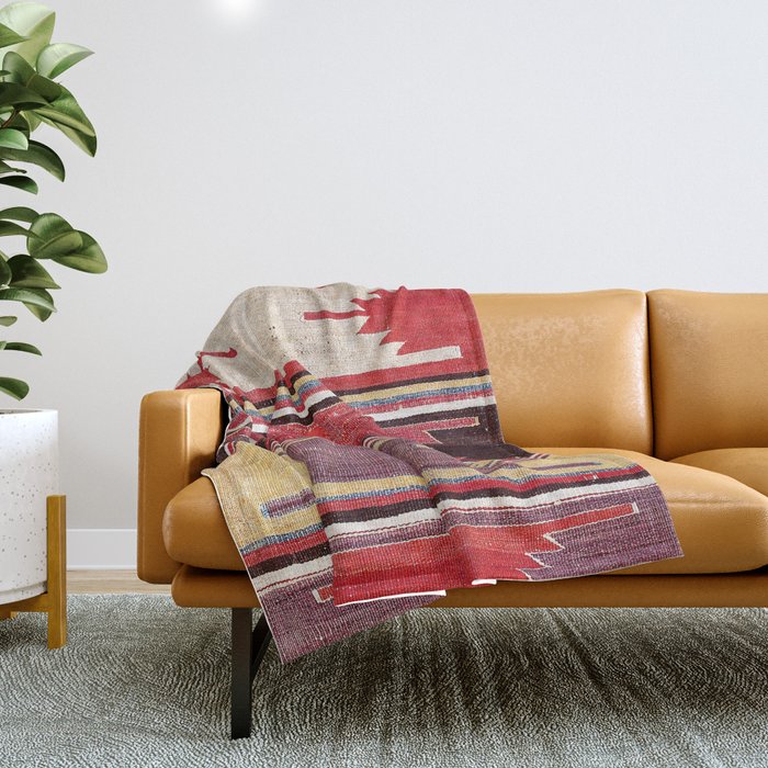 Nevsehir Cappadocian Central Anatolian Kilim Print Throw Blanket Gallery Image 1