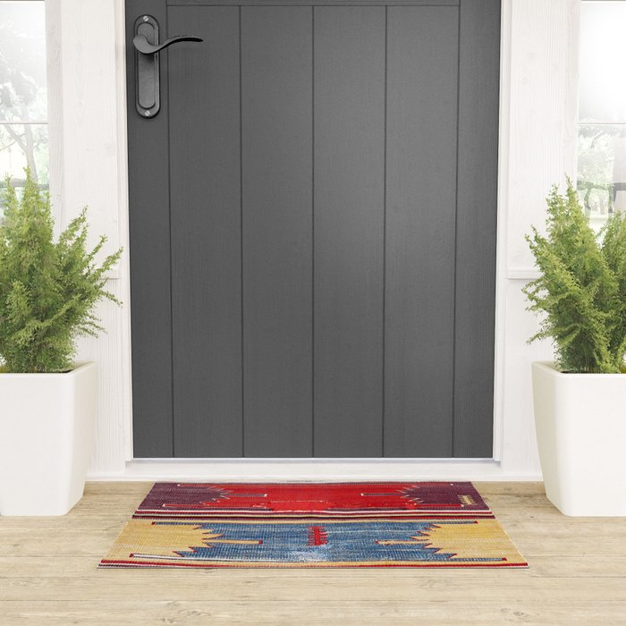 Nevsehir Cappadocian Central Anatolian Kilim Print Welcome Mat Gallery Image 3