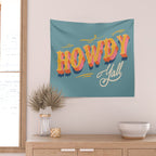 Howdy Y'all | Yellow Orange Blue Wall Tapestry Gallery Image 2
