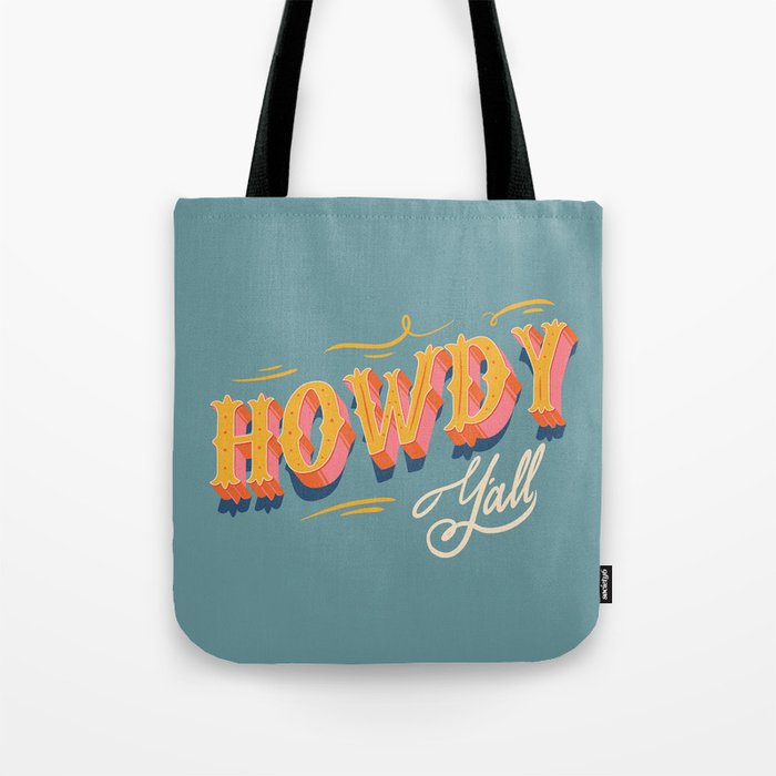 Howdy Y'all | Yellow Orange Blue Tote Bag Gallery Image 1