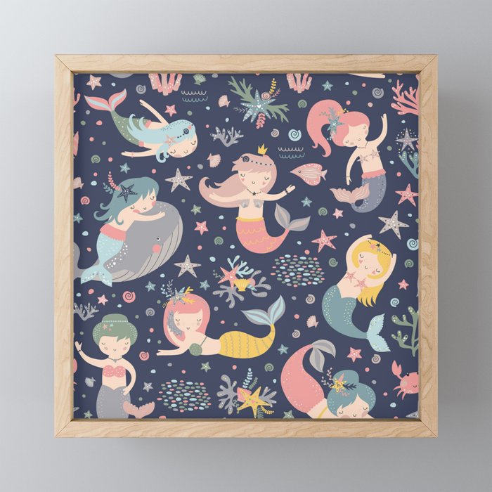 Under The Sea Mermaids, Whale & Starfish Mini Art Print Gallery Image 1