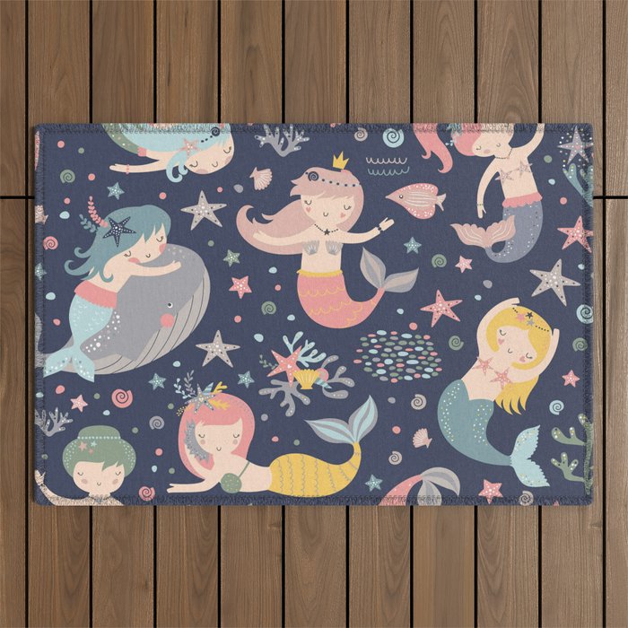 Under The Sea Mermaids, Whale & Starfish Outdoor Rug Gallery Image 1