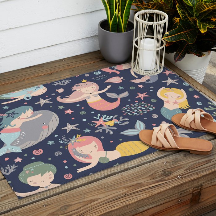 Under The Sea Mermaids, Whale & Starfish Outdoor Rug Gallery Image 2