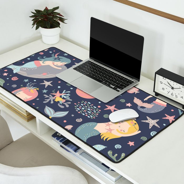 Under The Sea Mermaids, Whale & Starfish Desk Mat Gallery Image 2