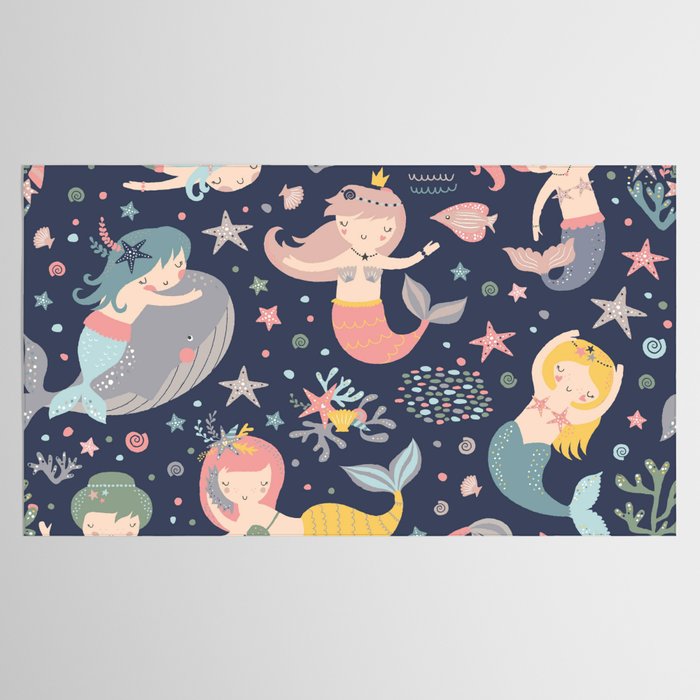 Under The Sea Mermaids, Whale & Starfish Tablecloth Gallery Image 2
