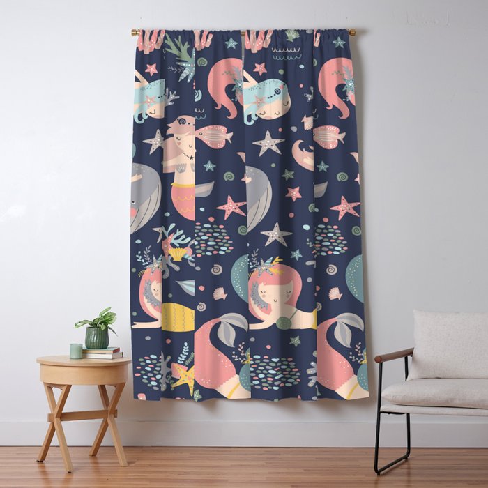 Under The Sea Mermaids, Whale & Starfish Window Curtain Gallery Image 5