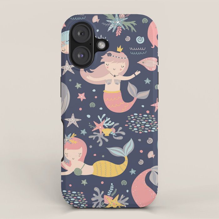 Under The Sea Mermaids, Whale & Starfish iPhone Case Gallery Image 1