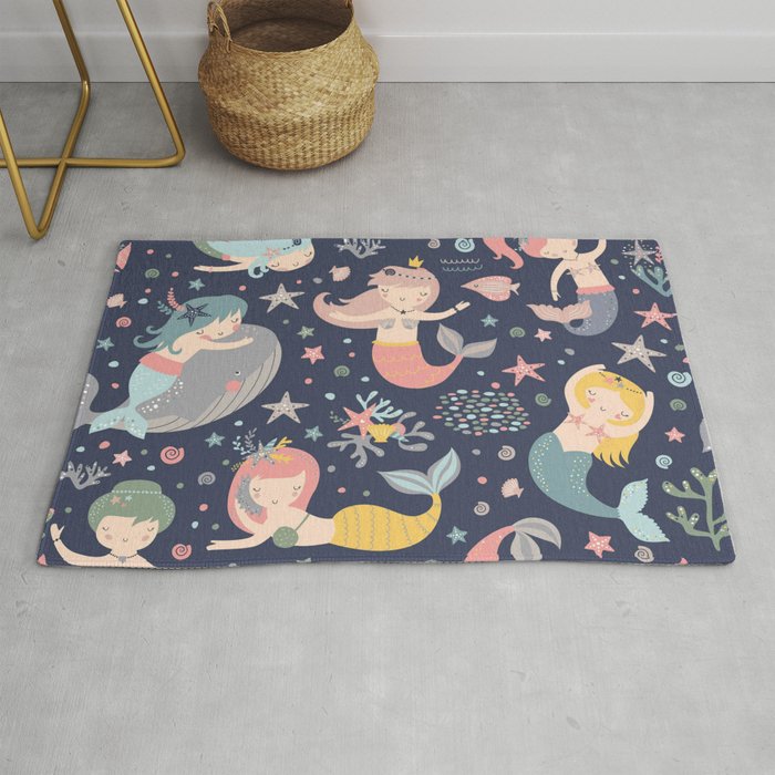 Under The Sea Mermaids, Whale & Starfish Rug Gallery Image 1