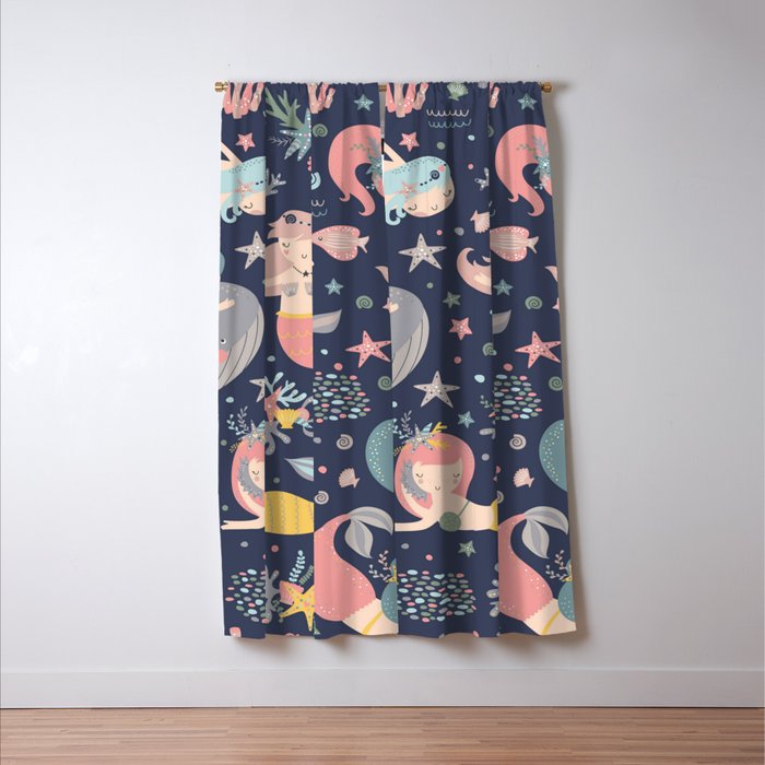 Under The Sea Mermaids, Whale & Starfish Window Curtain Gallery Image 3