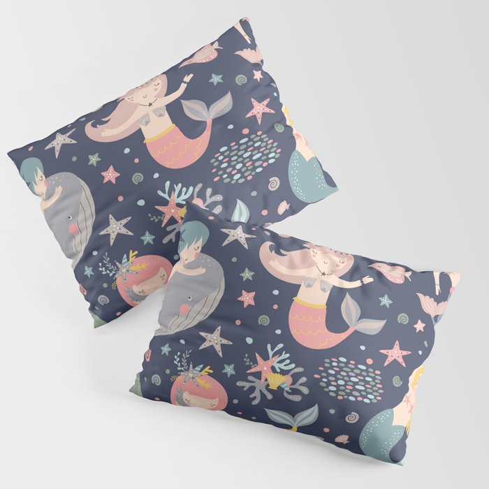 Under The Sea Mermaids, Whale & Starfish Pillow Sham Gallery Image 1
