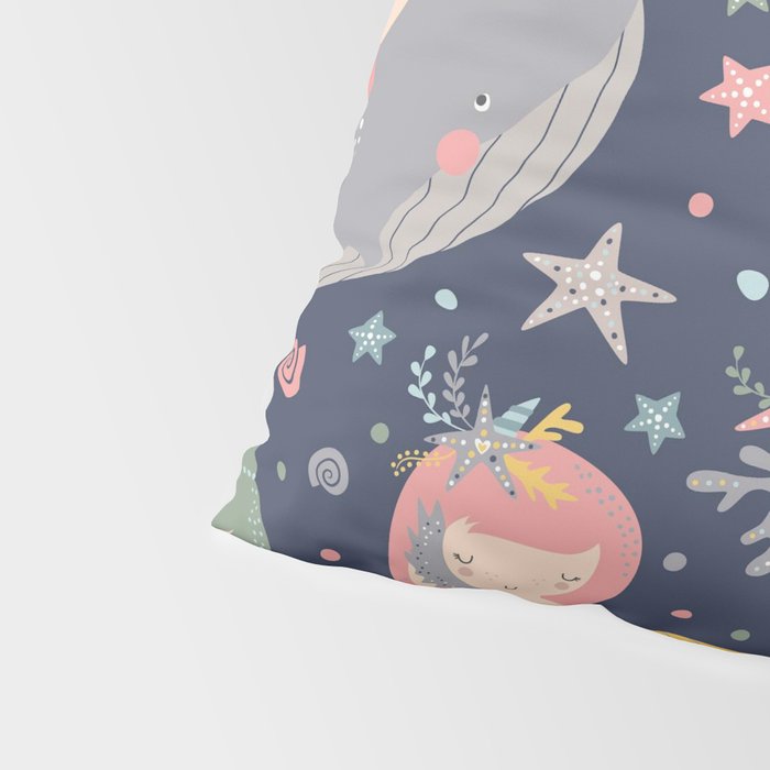 Under The Sea Mermaids, Whale & Starfish Pillow Sham Gallery Image 4