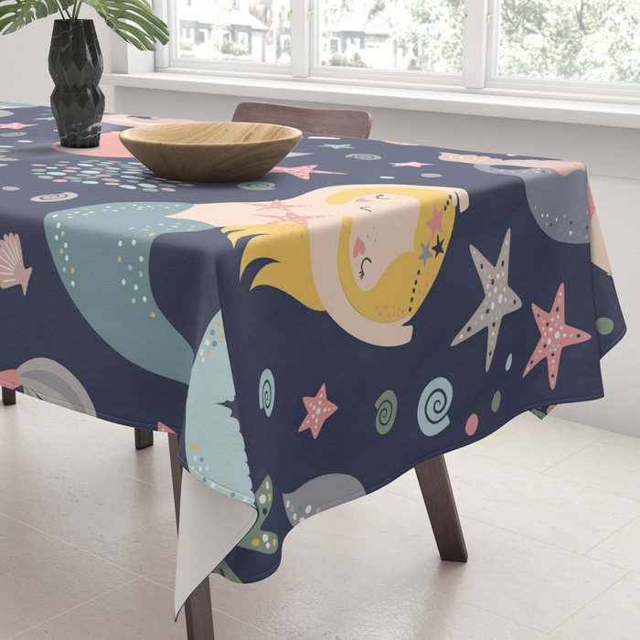 Under The Sea Mermaids, Whale & Starfish Tablecloth Gallery Image 3