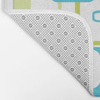 Mid-Century Modern Rectangle Design Blue Green and Gray Bath Mat Gallery Image 2