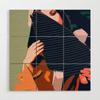 Don't Be Shy, Bohemian Woman Fashion Illustration, Eclectic Tropical Banana Leaves Feminism Wood Wall Art Gallery Image 1