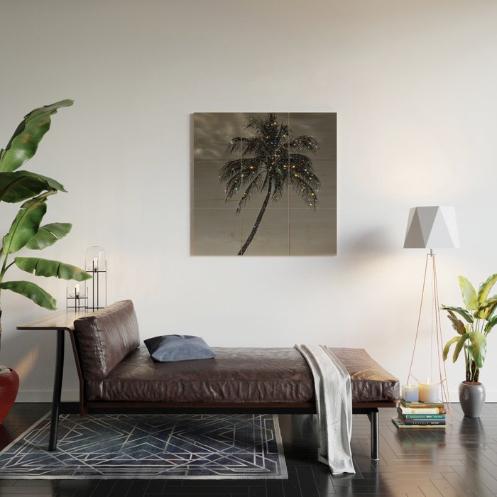 THE PALM | collage | glitter | shiny | summer | beach | black and white | diamonds | creative | hot Wood Wall Art Gallery Image 2