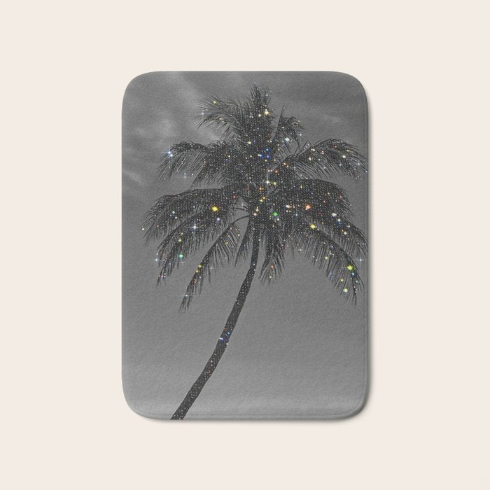 THE PALM | collage | glitter | shiny | summer | beach | black and white | diamonds | creative | hot Bath Mat Gallery Image 1