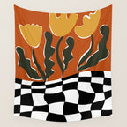 Vintage Poppy plaid Wall Tapestry Gallery Image 4