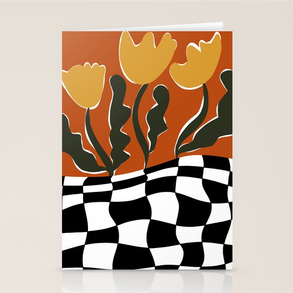 Vintage Poppy plaid Stationery Card Gallery Image 1