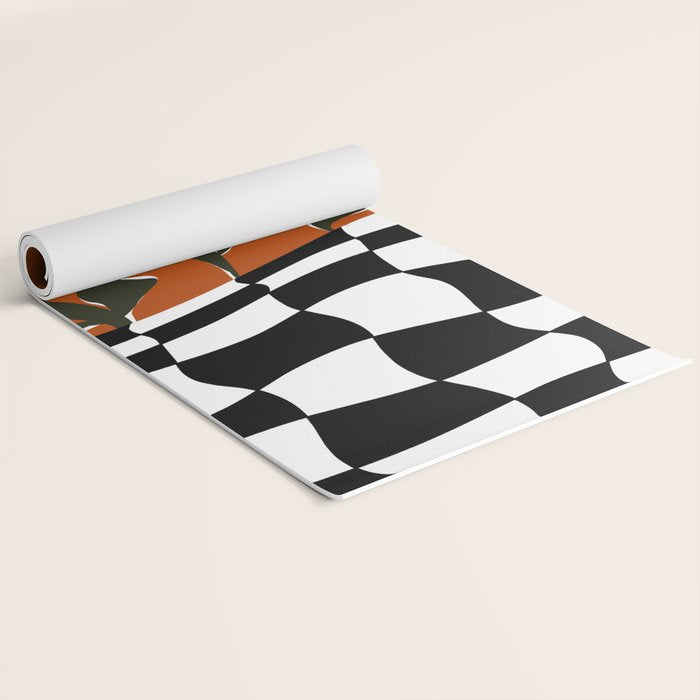 Vintage Poppy plaid Yoga Mat Gallery Image 2