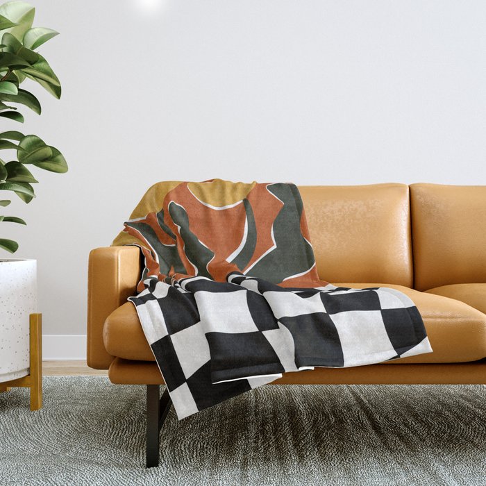 Vintage Poppy plaid Throw Blanket Gallery Image 1